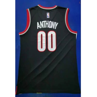 Nba Portland Trail Blazers 00 Carmelo Anthony negro temporada regular camisetas de baloncesto