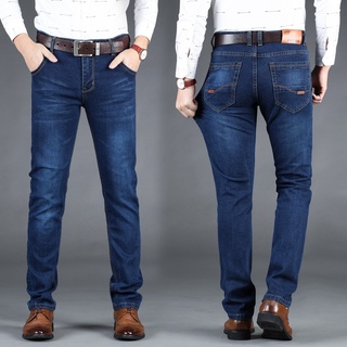 Nuevo de los hombres de la moda Jeans de negocios Casual Stretch Slim Jeans pantalones clásicos rectos largos pantalones de mezclilla para los hombres (1)
