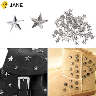 Jane 100pcs|15 mm DIY tachuelas púas accesorios de ropa puntos cabeza de clavo estrella remaches plata costura decoración Rock Punk Metal ropa de cuero artesanía