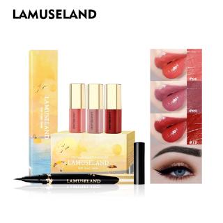 Lamuseland Makeup Set 12 Pieces/set of Lip Gloss and Waterproof and Sweat Proof Black Non-Smudge Eyeliner #las402