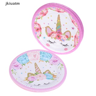 jkiuatm 6pcs unicornio platos desechables platos de papel niños fiesta de cumpleaños decoración mx