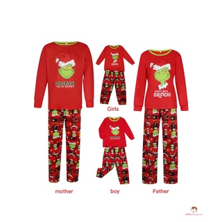 Xzq7-navidad padre niño pijamas conjunto, manga larga cuello redondo Tops cintura elástica pantalones largos impresos para adultos niños (2)