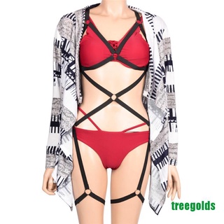 Treegolds negro todo el cuerpo nuevas mujeres arnés cuerpo sujetador jaula Top lencería tamaño ajustable (3)