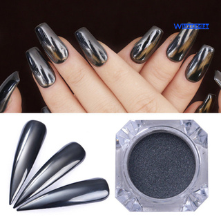 Invierno negro efecto espejo brillante brillo pigmento polvo de las mujeres fiesta uñas arte polvo