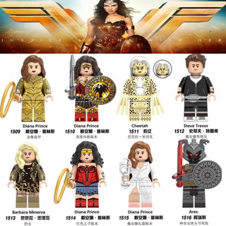 wonder woman lego minifigures set diana prince steve barbara ares dc comics super heroes bloques de construcción juguetes