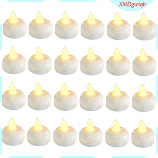 [gwtqh] paquete de 24 luces flotantes flotantes sin llama impermeables, luces de té led de batería blanca cálida, velas de té, boda, fiesta,