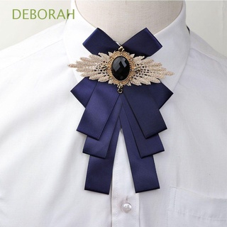 DEBORAH Jewelry Bow Ties Elegant Rhinestone Brooch Women Accessories Polyester Ribbon Fashion Boutonniere Collar Pin/Multicolor