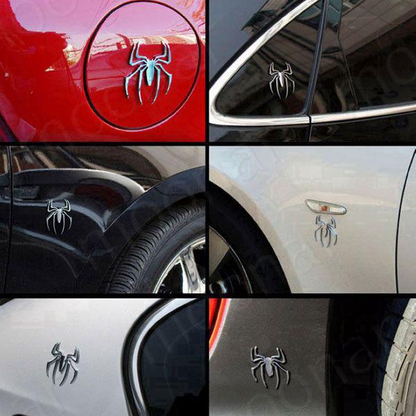 pegatina de spiderman para coche araña, accesorios de estilo inoxidable