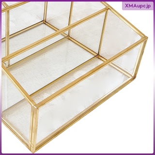 [xmaupcjp] Cosmetics Display Box, Jewelry Case Holder Clear Glass Tiered Organizer, Makeup Tools Storage Container Holder