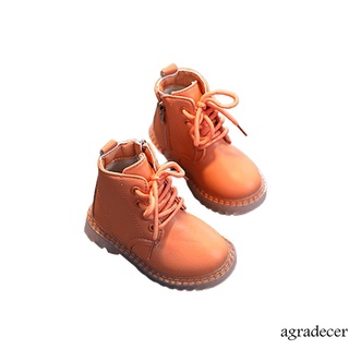☾Qb✿Botas de Martin para niñas y niños/botas de tobillo impermeables con cierre lateral de piel sintética (1)