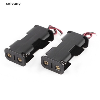 [Sei2] 1Pc Black Plastic Battery Holder Case w Wired for 2 x AA Batteries MX65