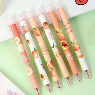 【Ready Stock】 Cute Peach Gel Pen Student Press 0.5mm School Supplies Gift Kawaii Office Writing W6Z6 (5)