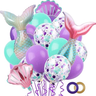 Kit Globos de Sirena para Decoración de Fiesta Temática 22 Piezas para Cumpleaños