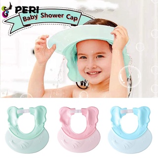 PERISTORE Safe Silicone Bath Visor Waterproof Shampoo Shield Baby Shower Cap Ear Protection Portable Cute Adjustable Head Cover Baby Bath Cap/Multicolor