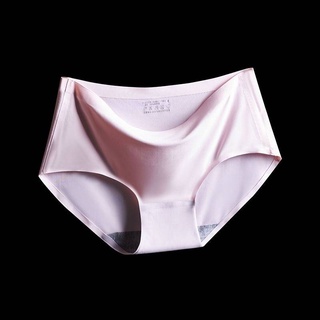 Ropa interior femenina bañadores de seda ice silk Calzoncillos de cintura media transpirables de color sólido para mujer (8)