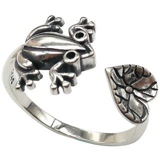 Silver Frog Open Rings for Women Girls Zinc Alloy Vintage Cute Animal Finger Ring Fashion Party Ring Gifts