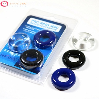 samuel0000 3pcs Enlarge Penis Ring Stretchy Silicone Male Erection Enhancing Cock Balls Testicle