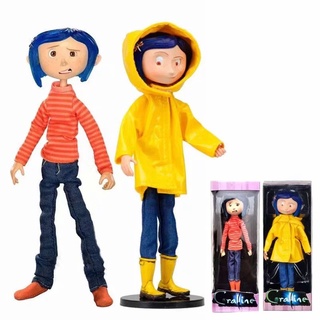 Anime Coraline Doll Action Figure NECA Doll The Secret Door Coraline Raincoat Striped Shirt Toy Collectible Figures Model Christmas Gifts (2)