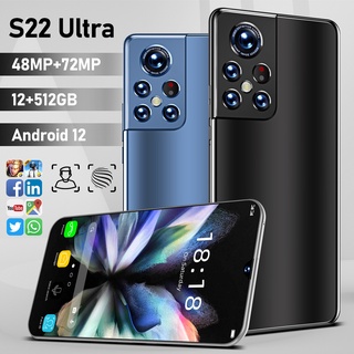 Smartphones S22 Ultra 6.93Polegada 12 Gb Ram 512 Rom Dual Sim Huella Dactilar Rosto Desbloquear Teléfonos Celulares