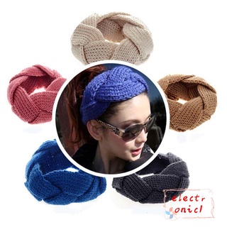 ELECTRONIC1 Moda Crochet Hair Band Invierno Twist Headwear Diadema de punto Mujeres Regalos Nuevo Caliente Vintage/Multicolor