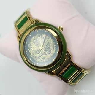douyin online influencer jade hombres oro reloj impermeable luminoso chino dragón tótem automático reloj de cuarzo moda (3)