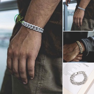Hgfl - pulsera de cristal para hombre, diseño de Hip Hop, diamantes de imitación, cadena de mano cubana