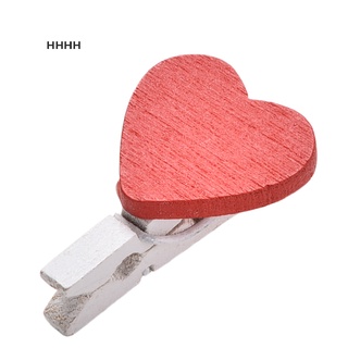 [WYL] 20 piezas elegantes de madera roja amor corazón clavijas de papel fotográfico Clips decoración de boda artesanía **