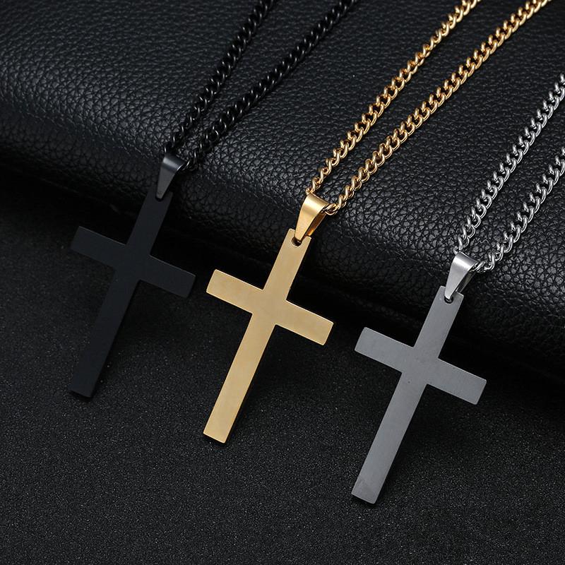 christian jesus único titanio cruz collares colgantes mujeres acero inoxidable oro negro color oración gargantilla hombres joyería