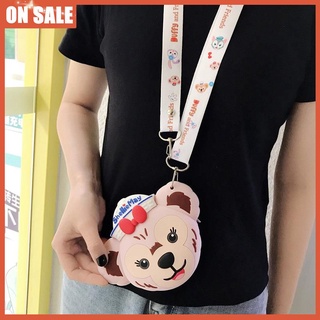 ❐❄☌ins Japan and South Korea cartoon cute Xiong Xuelimei silicone storage bag creative cute jewelry diagonal bag hanging neck rope