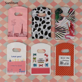 sanlitun 50 unids/lote 9*15 cm mini bolsas de regalo de agradecimiento asa pequeñas bolsas de plástico para compras