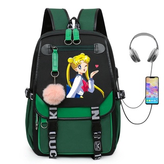 Amoy Sales Hot-Selling Sailor Moon USB Youth Student Schoolbag Hombres Mujeres Mochila Ocio Bolsa De Viaje (1)