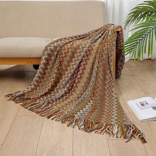 dijiaor manta de rayas de punto con borla de verano mantas para cama sofá manta decorativa tirar suave colcha bohemia manta (3)