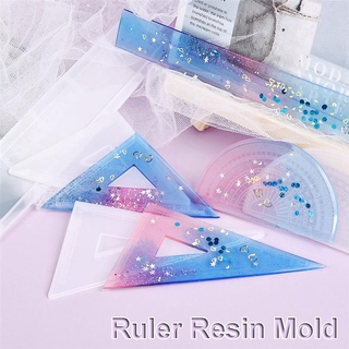 Opción de cristal pegamento regla de resina molde Triangular regla hecha a mano papelería molde de silicona UV epoxi Straightedge DIY Protractor herramienta de fabricación (4)