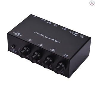 Mezclador de línea estéreo sistema de Audio profesional Mini estéreo de cuatro canales mezclador pasivo de 4 canales línea Mono Audio mezclador con adaptador de alimentación