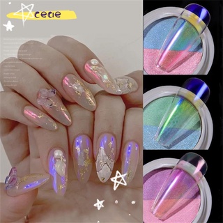 CEAE DIY manicura uñas arte pigmentos Aurora uñas purpurina transparente sirena espejo doble Color Aurora uñas polvo