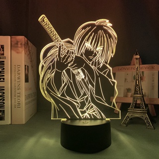 Lámpara 3d Anime Rurouni Kenshin Himura figura de luz Led para dormitorio decoración luz de noche Manga cumpleaños habitación Led luz de noche