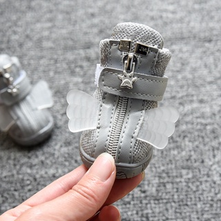 QIUSIN 4Pcs botas para mascotas diseño alas de ángel resistente al desgaste textura suave antideslizante mascotas perros botas suministros para mascotas (4)