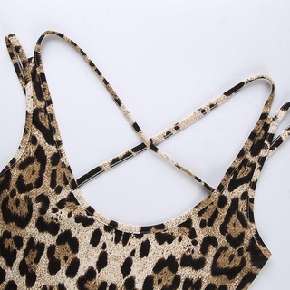 Bikini de una pieza Sexy Boho Vintage leopardo body Criss Cross Strappy vendaje lencería (2)