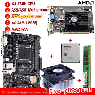 Amd Athlon|| X4 760K de alta frecuencia quad-core zócalo FM2+, CPU de 3,8 ghz+A58/A55 FM2+ placa base+pantalla independiente de 512 m+memoria 4G+ventilador de cuatro descuento (1)