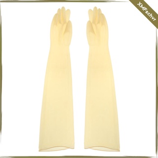 [XMFSCHVR] 1 par de guantes de goma alcalina antiqumicos industriales de 75 cm de color amarillo claro