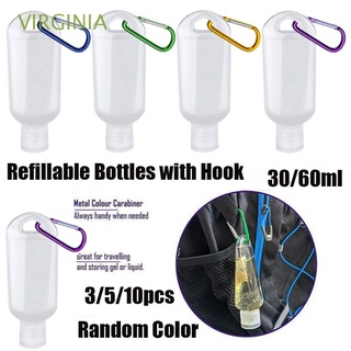 virginia botella de spray portátil colores aleatorios contenedor cosmético recargable botella con gancho viaje vacío plástico transparente de alta calidad botella de jabón de mano
