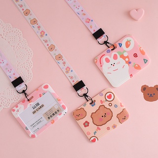 Cute access control card set ID card set student school card meal card badge campus with lanyard work card work permit protective cover