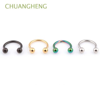 chuangheng moda anillos de labio tragus joyería cuerpo piercing circular 1 pieza pendientes de tuerca septum aro en forma de c anillos de nariz/multicolor