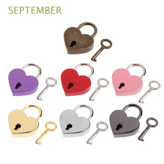 septiembre lindo cerraduras maleta hardware candado con llave mini forma de corazón caja de joyería equipaje diario libro amor corazón cerradura/multicolor