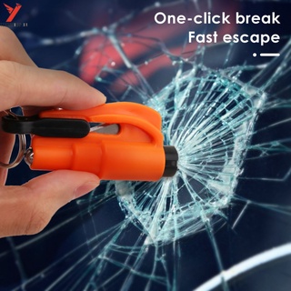 【YEEXISHOP】 Car Safety Hammer Spring Type Escape Hammer Window Breaker Punch Seat Belt Cutter Hammer Key Chain