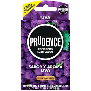 Condones Prudence 3 Piezas Uva Comestible Sabor y Olor Manga de Pene