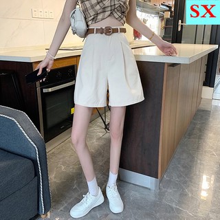 Pantalones casuales sección delgada de verano para mujer 2021 nueva versión coreana de los pantalones cortos de traje de pierna ancha recta suelta de cintura alta