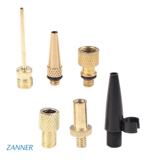 Zann 6X Brass Presta and Schrader Adapter Bike Tire Adapters Pump Ball Needle Nozzle Inflator Kit for Gym