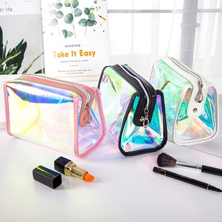 Bolsa de viaje portátil TPU láser mágico color impermeable bolsa de cosméticos de viaje bolsa de lavado lápiz labial tocador organizador