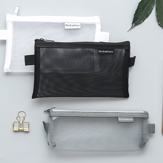 Bolso de malla para lápices, bolso de papelería, bolso transparente para archivos con cremallera